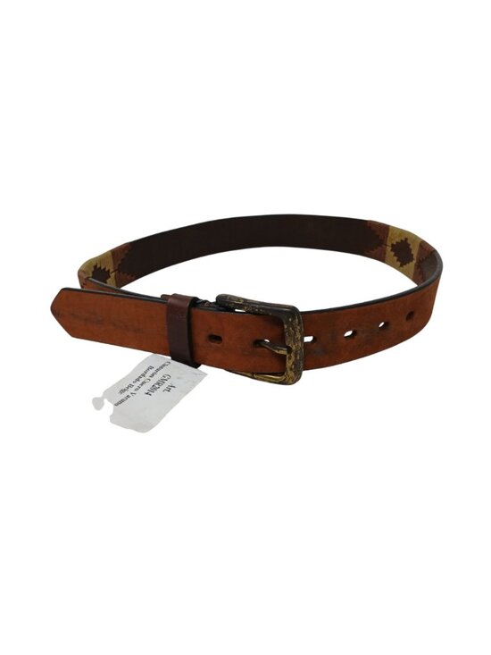 Gaucho Brown Leather Belt 80 cm 30-32 Embroidered Western Tribal w/Buckle #D35-I main image 4